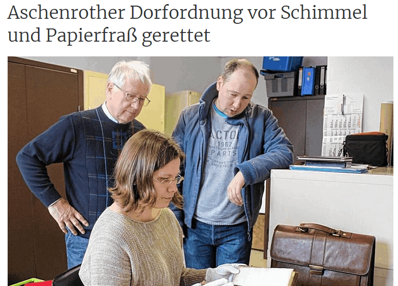 https://www.mainpost.de/regional/main-spessart/Aschenrother-Dorfordnung-vor-Schimmel-und-Papierfrass-gerettet;art768,9026043